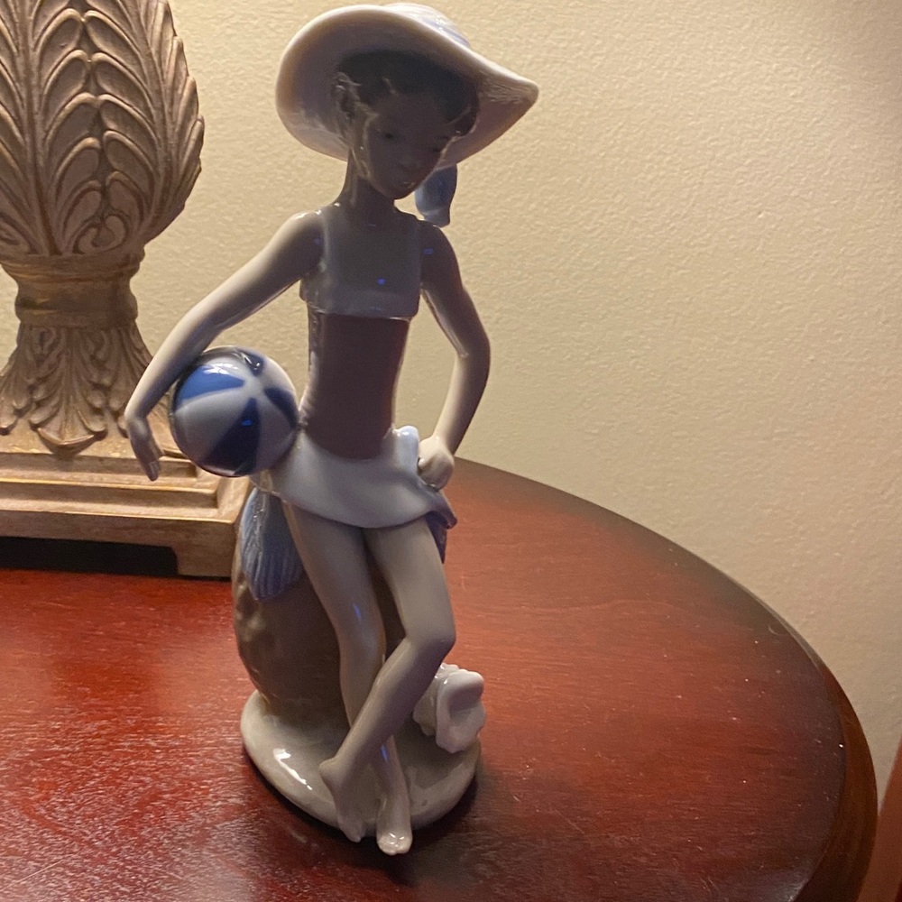 Lladro Beach Figurine in White and Blue by